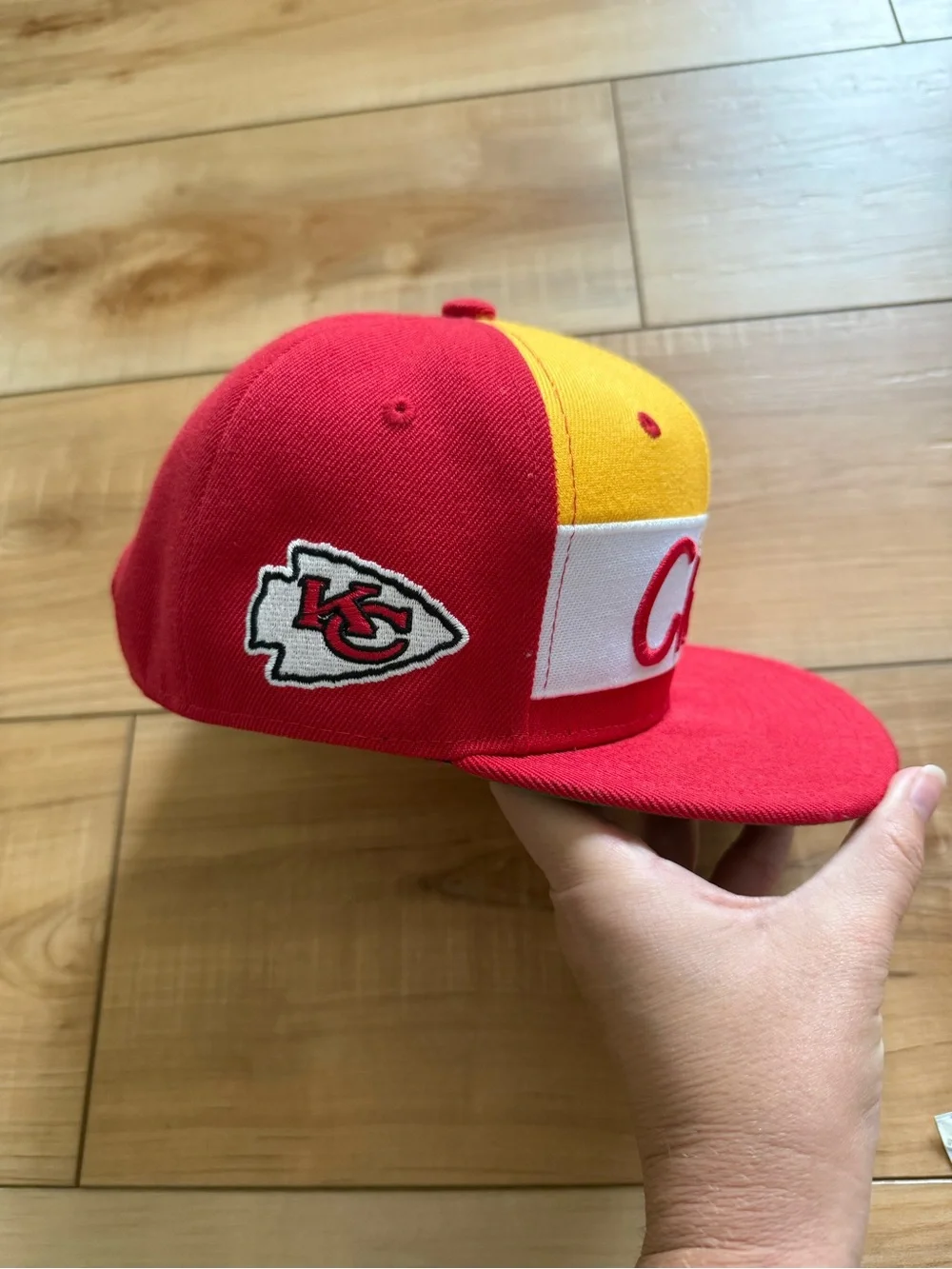 Mitchell & Ness Kansas City Chiefs Red and Yellow Kids Snapback